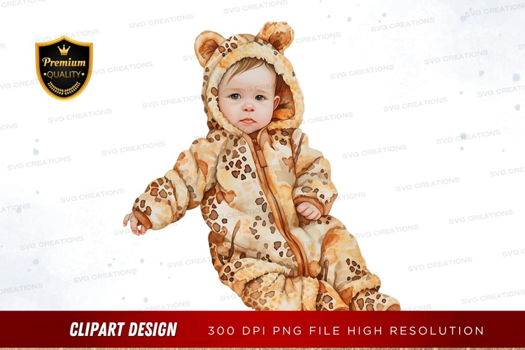 Baby in leopard print onesie