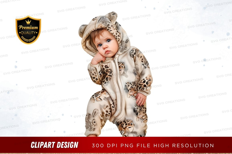 Baby in animal print onesie
