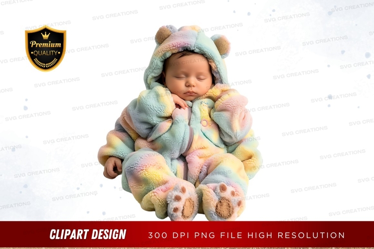 Baby in pastel bear onesie