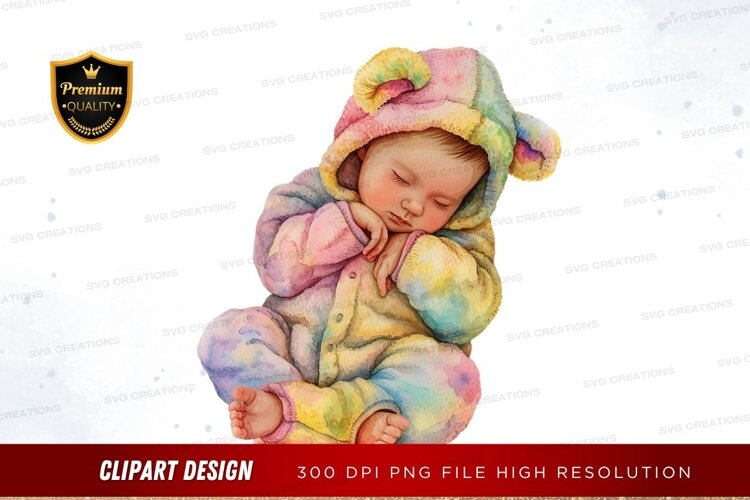 Sleeping baby in pastel bunny suit example image 1