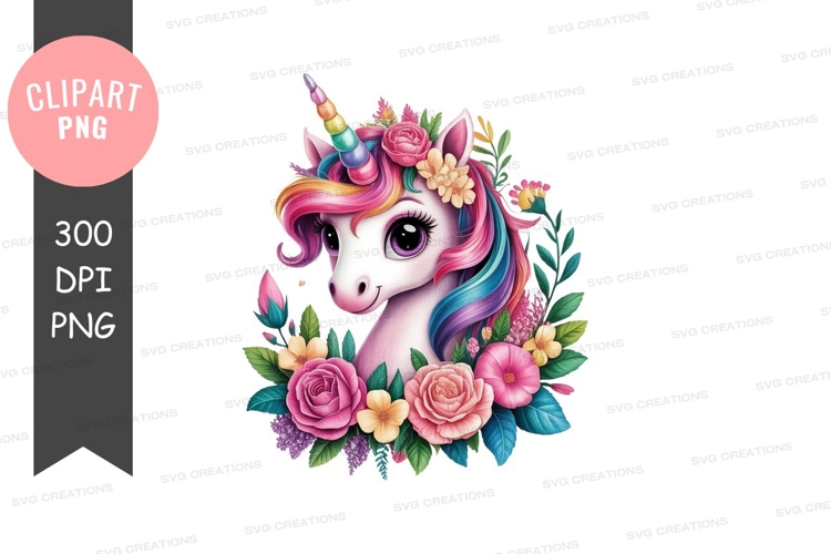 Magical unicorn with floral crown