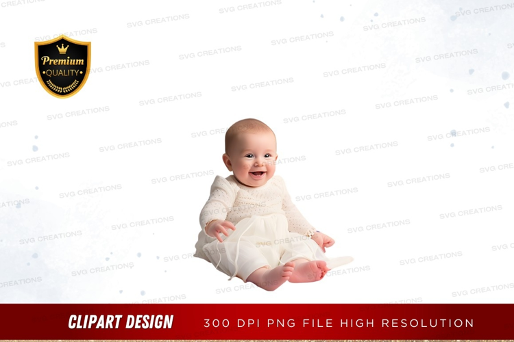 Smiling baby in white clothes