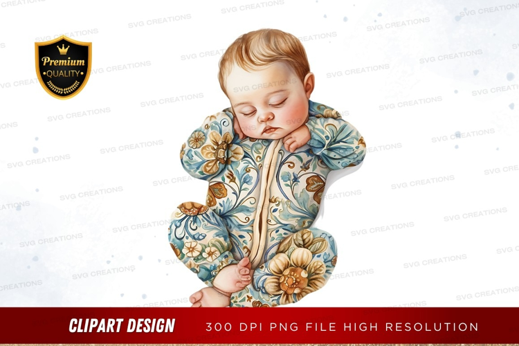 Sleeping baby in floral onesie