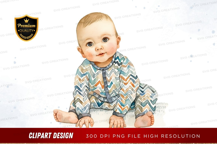 Adorable baby in zigzag pattern outfit