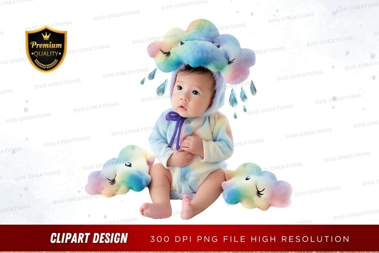 Rainbow cloud baby costume example image 1