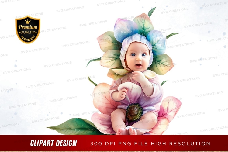 Baby in flower clipart png