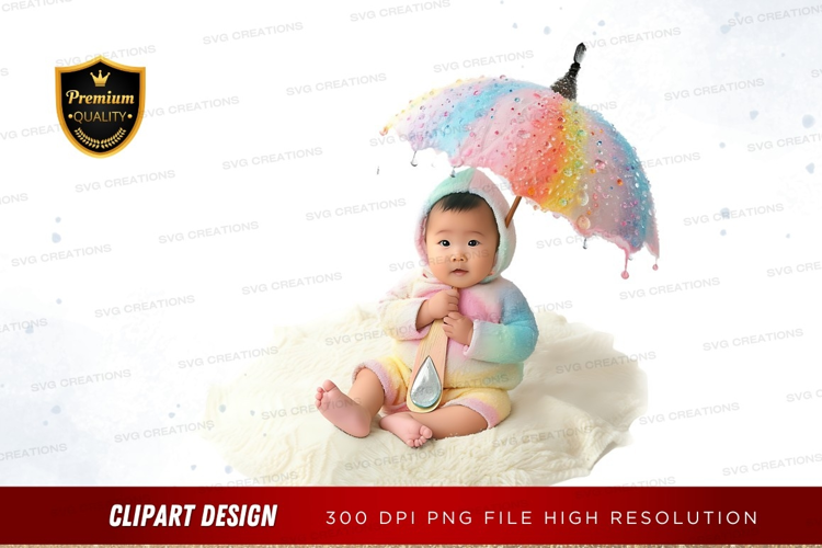 Baby with rainbow umbrella