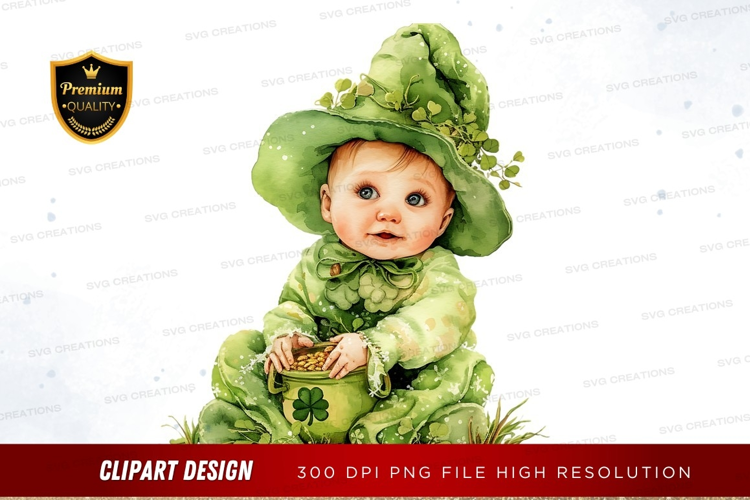 Baby leprechaun with pot of gold