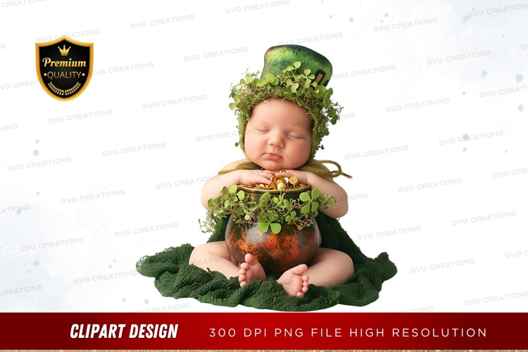 Baby leprechaun with pot of gold