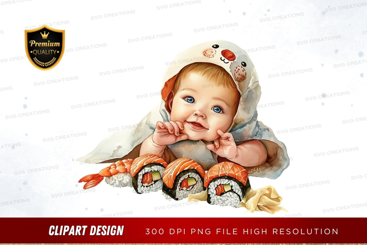 Baby in sushi costume