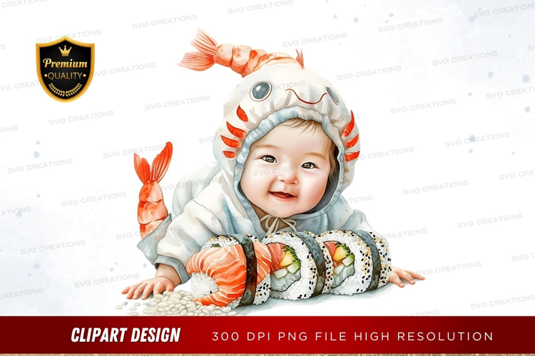Baby in sushi costume