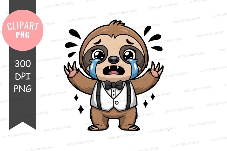 Crying sloth in formal attire example image 1