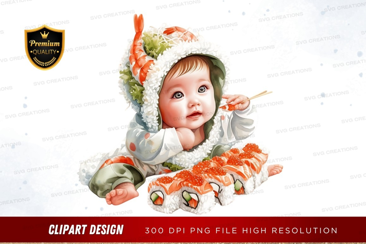 Baby in sushi costume
