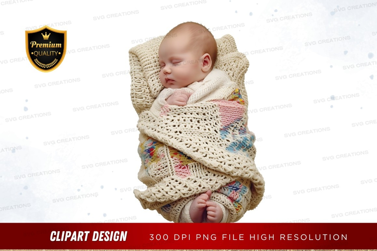Sleeping baby in crochet blanket