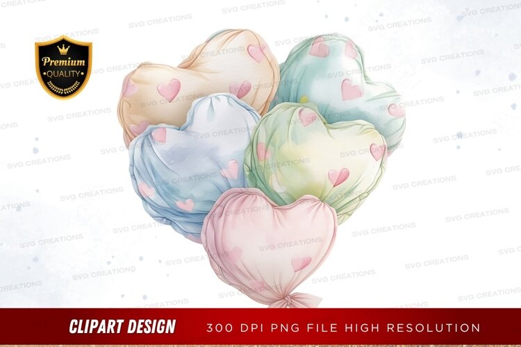 Colorful heart-shaped balloons example image 1