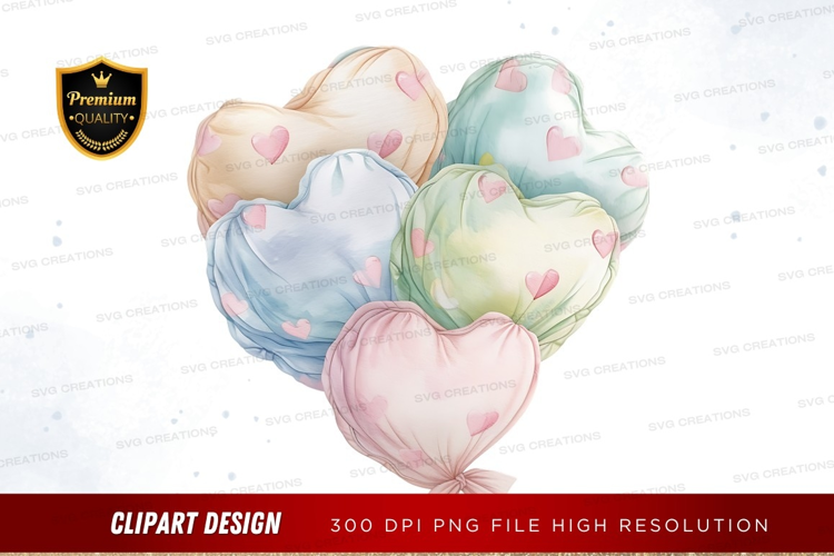 Colorful heart-shaped balloons