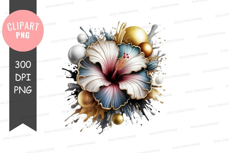 Elegant hibiscus flower with gold accents