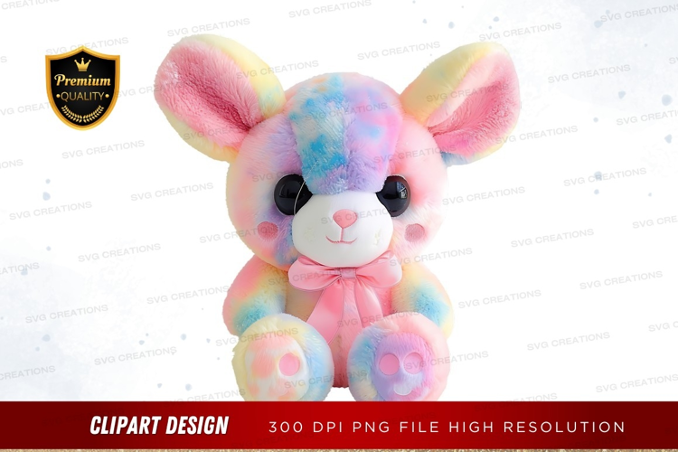 Colorful bunny plush toy
