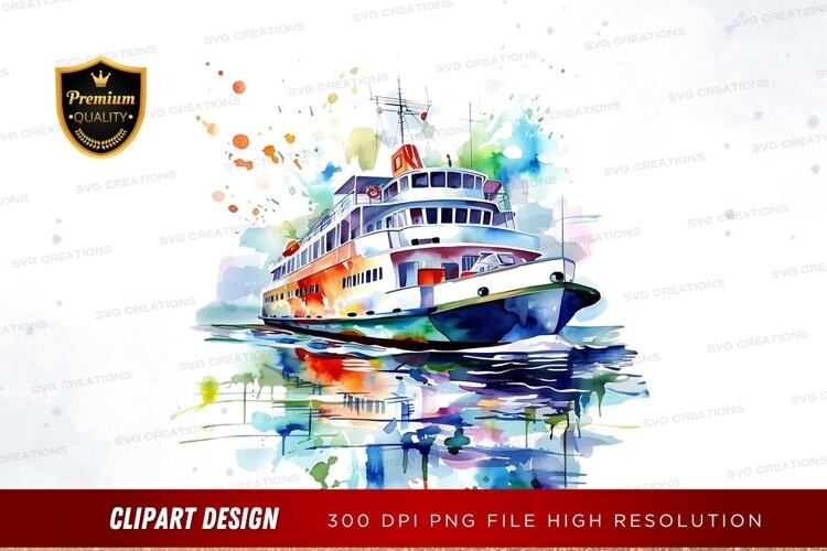 Vibrant ferry clip art example image 1