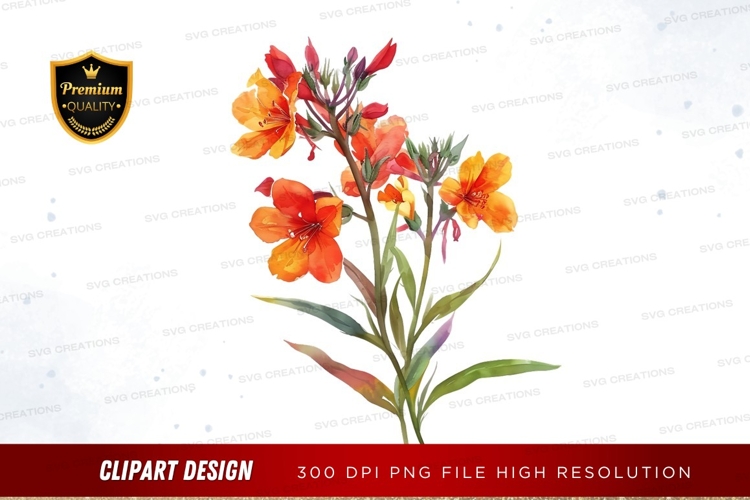 Vibrant orange and red flowers clipart png