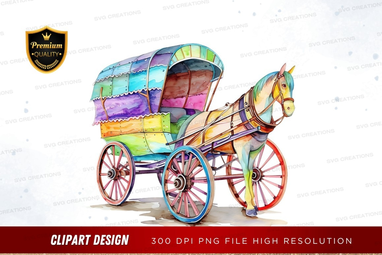 Colorful horse-drawn carriage