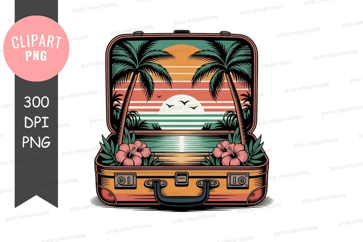 Tropical vacation suitcase