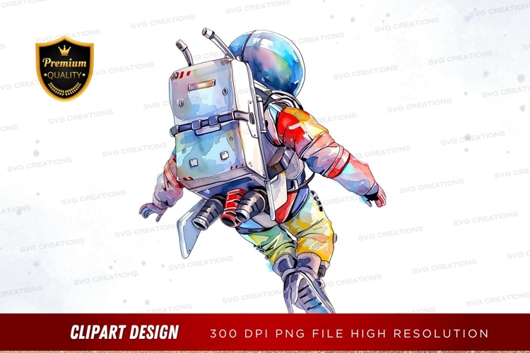 Astronaut in multi-color space suit