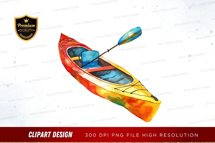 Colorful kayak with paddle