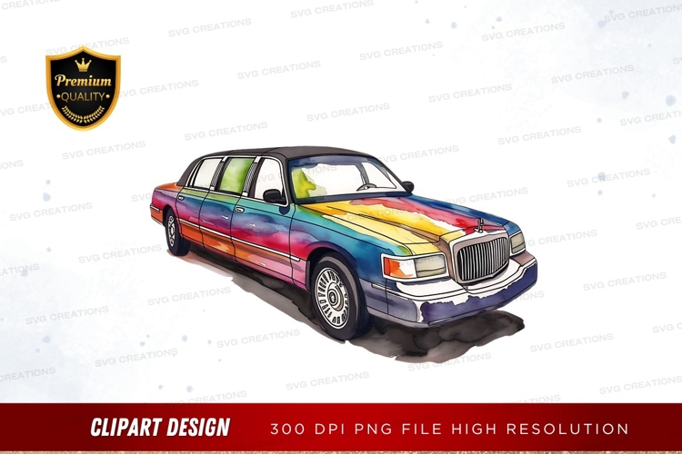 Colorful classic car clipart png