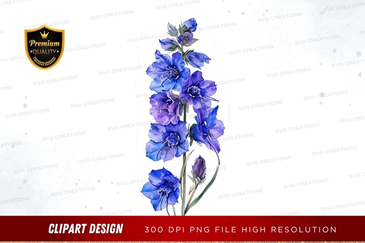 Blue delphinium flowers clipart png