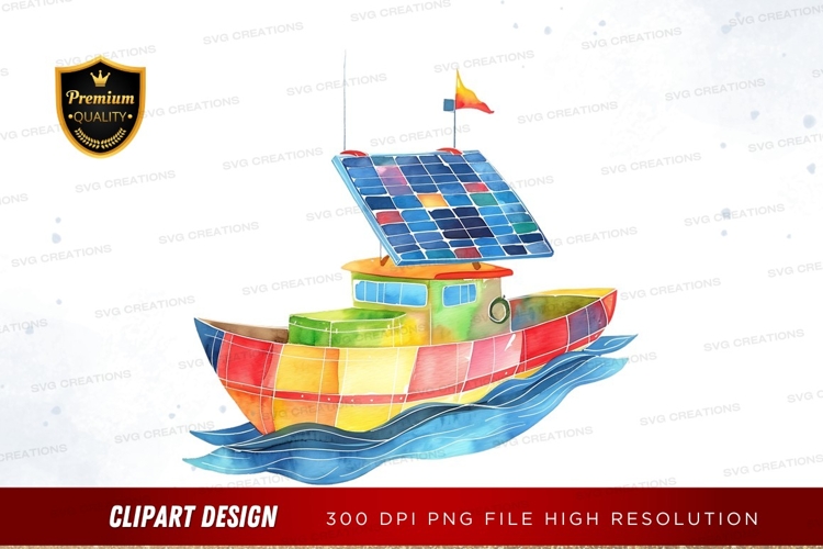 Colorful solar-powered boat