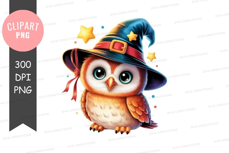 Magical owl with wizard hat