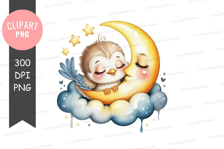 Dreamy owl in the moon