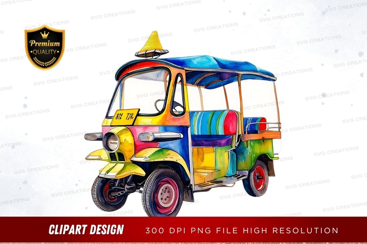 Colorful tuk-tuk clipart png