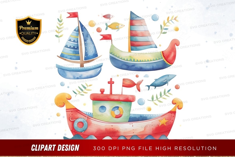 Colorful boat clipart png