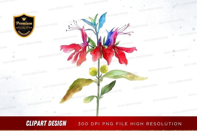 Red Flower Clipart Image 13