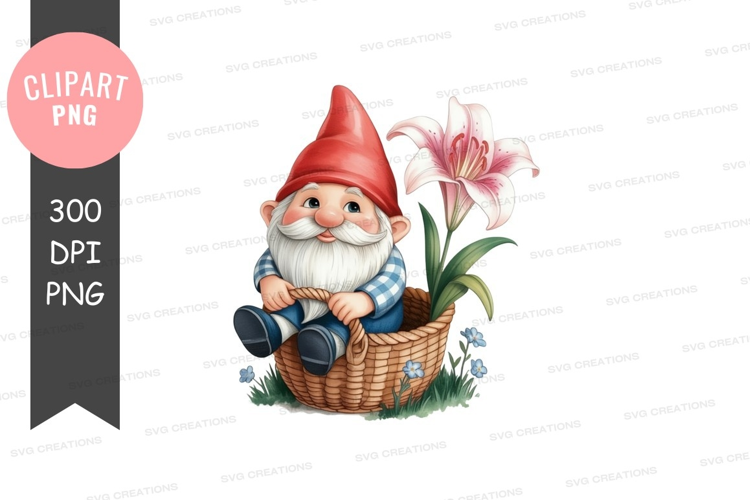Gnome with flower basket