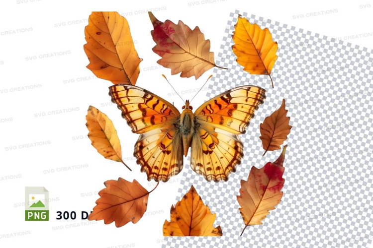 Autumn butterfly with leaves