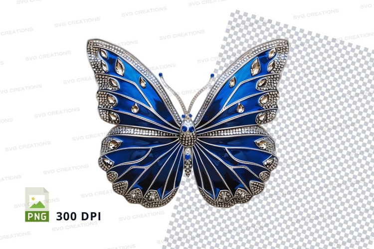 Blue butterfly brooch