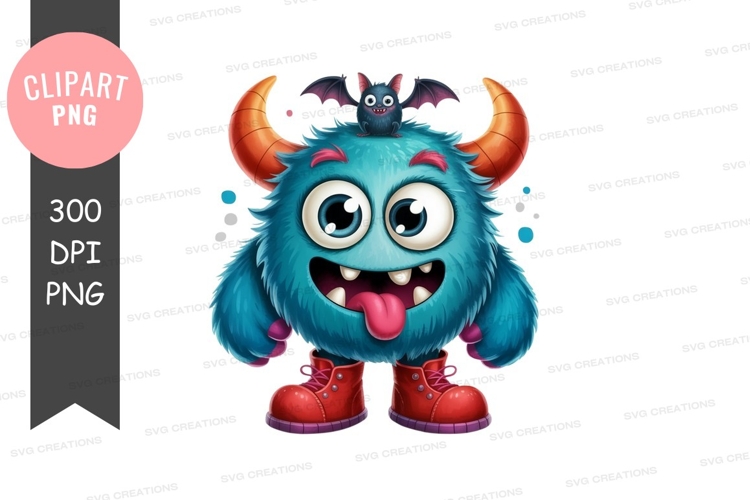 Playful monster with bat png
