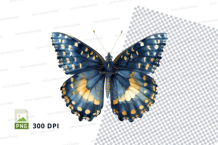 Blue and gold butterfly clipart png