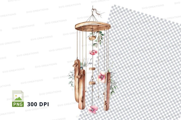 Delicate wind chime with floral accents example image 1