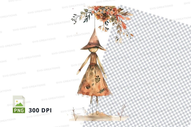 Autumn scarecrow with floral crown example image 1