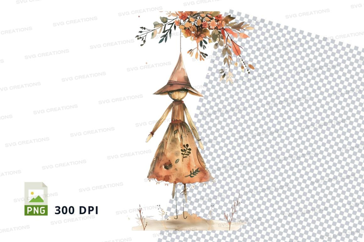 Autumn scarecrow with floral crown