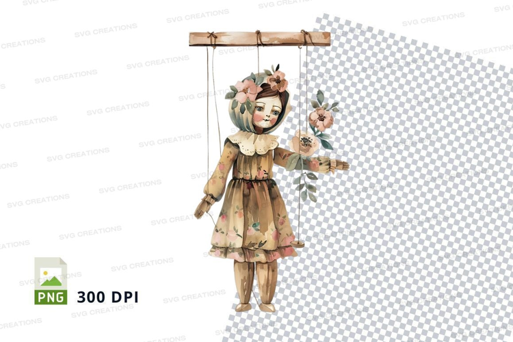Vintage marionette with floral crown