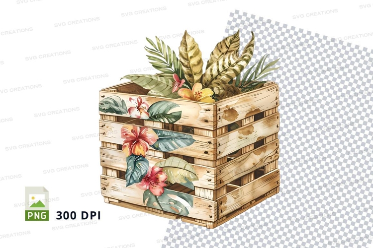 Tropical flower crate clipart png