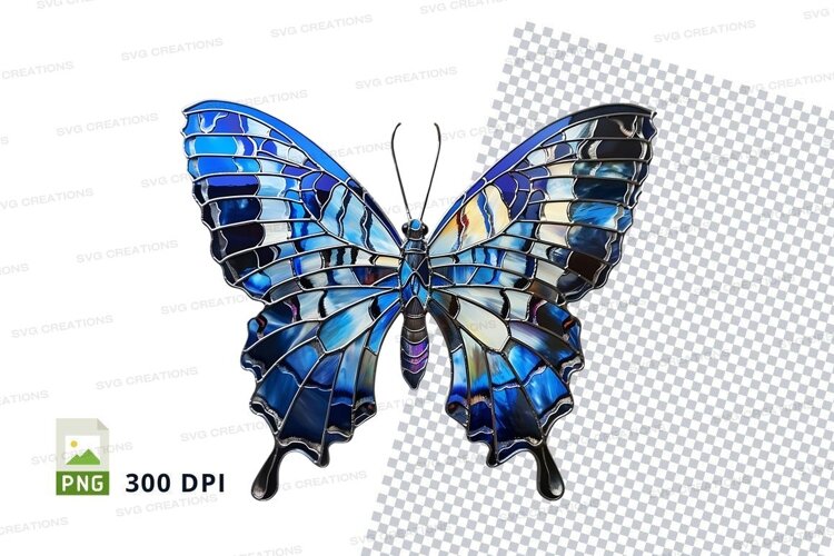 Blue stained glass butterfly example image 1