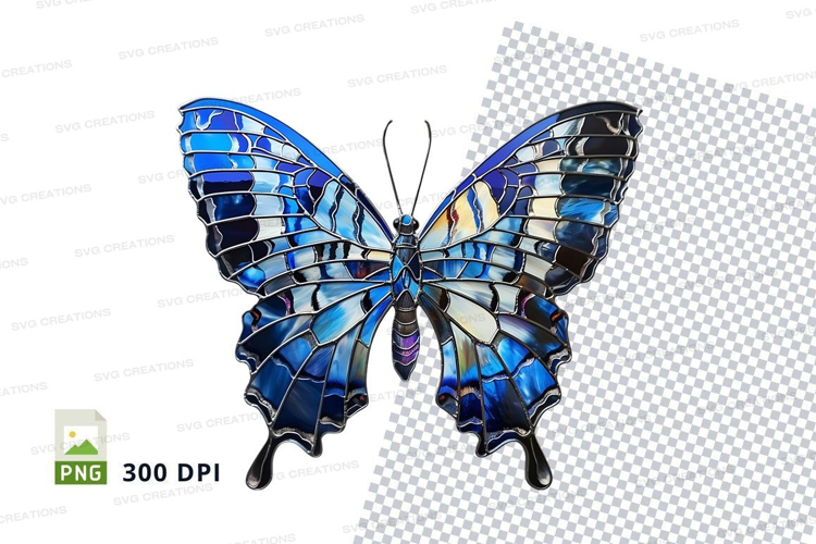 Blue stained glass butterfly