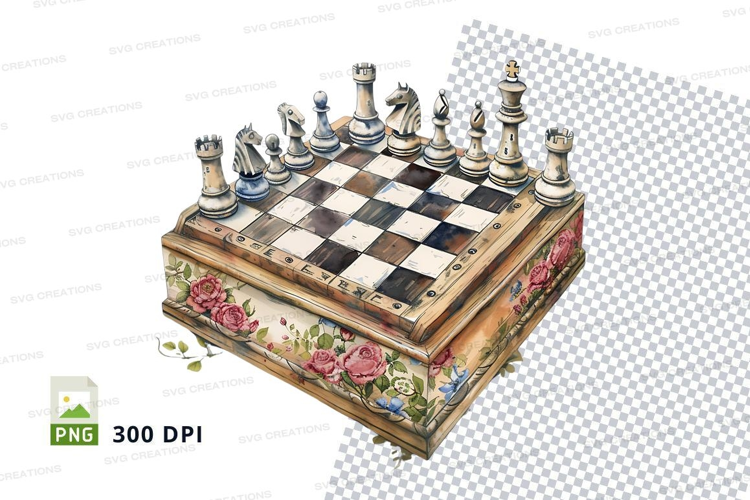 Chess board with floral design