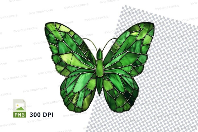Green stained glass butterfly example image 1